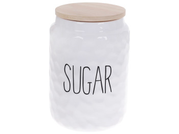 Банка для сахара Bianco, с бамбуковой крышкой, 1,9л, цвет - белый