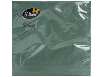 Салфетки бумажные Silken Зеленые трехслойные 33х33см (цена за упаковку 20шт)