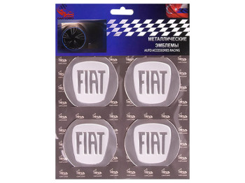 Наклейки на колпаки FIAT, 6см, серые, 4шт
