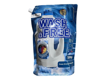 Гель для стирки Wash&Free морская свежесть с минеральной солью, 2 л, 60 стирок, универсальный