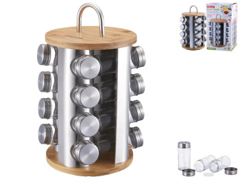 Набор емкостей для специй Kamille на круглой поворотной подставке (цена за набор 17 предметов)