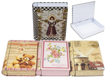 Коробка для хранения Книга металлическая прямоугольная 14,5х4х19 расцветки ассорти (цена за 1шт)