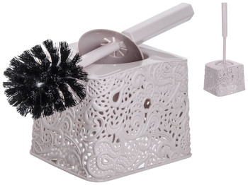 Туалетний йоржик Elif Ажур з підставкою пудра 15х12,5х36,5см
