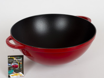 Кастрюля чугунная WOK эмал. глянц. 30x13см 5.5л бордовая 02047