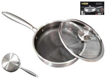 Сковорода глубокая из нержавеющей стали, 18/10, 3PLY, антипригарное покрытие Eterna, 28см