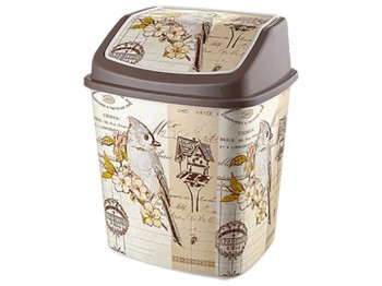 Ведро для мусора с поворотной крышкой Elif 6,8л птичка