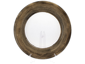 Тарелка сервировочная, цвет - прозрачный с золотом, 33см