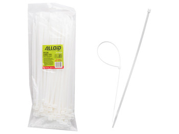 Хомут пластиковий Alloid, 7,6х300мм, 100шт, білий (PC-76300 W)