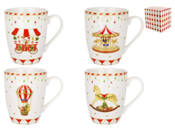 Чашка фарфоровая Зимняя сказка, 340мл, 4 дизайна (цена за 1шт)