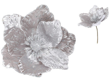 Декоративный цветок Магнолия 24см, цвет - серебристо-серый бархат