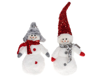Новогодняя игрушка Снеговик, 2 дизайна, 15x11x26см (цена за 1шт)
