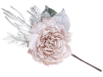 Декоративна штучна квітка Півонія, 20x48см, колір – ваніль