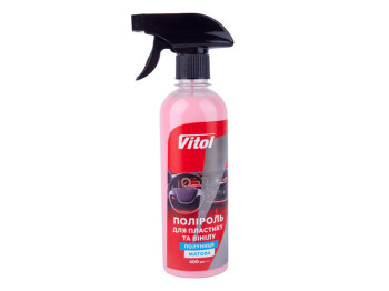 Полироль для пластика и винила VITOL матовая, 400мл, клубника