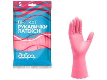 Перчатки Деликат Добра Господарочка, латекс, размер S, цвет розовый, 2 шт/уп