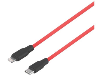 Кабель USB Hoco X21 Plus Silicone PD 20W Type-C to Lightning Цвет Чёрно-Красный