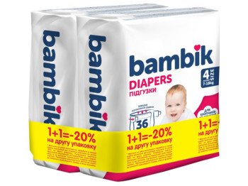 Подгузники детские Bambik Medium, одноразовые, размер 4 MAXI, 7-18кг, 72шт