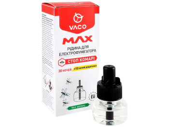 Жидкость для электрофумигатора Vaco Max, от комаров, 30 ночей + 10 ночей в подарок, 30мл