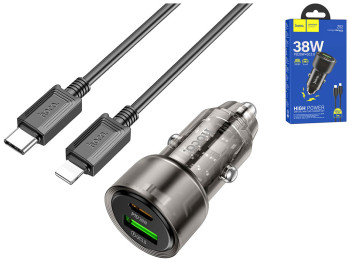 Авто Зарядное Устройство Hoco Z52 Spacious PD38W+QC3.0 Type-C to Lightning, Цвет черный