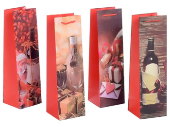 Пакет подарочный бумажный под бутылку Gift 11x38x11см