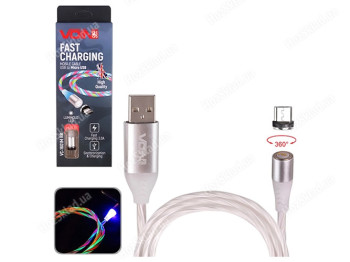 Кабель магнітний Multicolor LED Voin USB - Micro USB 3А, 1м (швидка зарядка/передача даних)