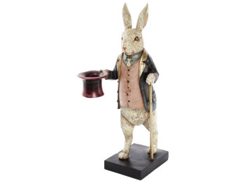 Декоративная фигура-подсвечник Белый Кролик, 34см
