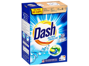 Капсули для прання Dash Alpen Frische 3 в 1 із ароматом альпійської свіжості, 60 шт.