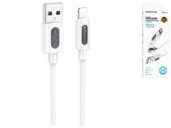 Кабель USB Borofone BX114 Silicone Lightning 2.4A, 1м, колір бiлий