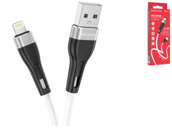 Кабель USB Borofone BX46 Rush silicone Lightning, Бiлий