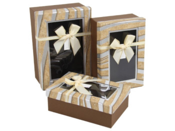 Набор подарочных коробок UFO 1037K-331 Brown, прямоугольные (цена за набор 3шт) 6900069907972