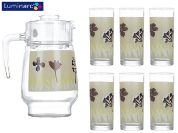 Набор для напитков Luminarc Hevea Beige графин 1,6л и 6 стаканов 270мл (цена за 7 предм.) 01901