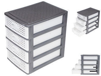 Стелаж Rotang 4-ярусний 26,3х18,8х27см (колір - біло-сірий) Консенсус