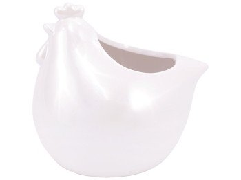 Декоративная фигурка-кашпо Курочка, 15см, цвет - белый перламутр