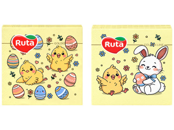 Салфетки столовые Ruta Пасхальные, 20шт, 2-слойные, 33×33см, 2 дизайна (цена за 1 упаковку)