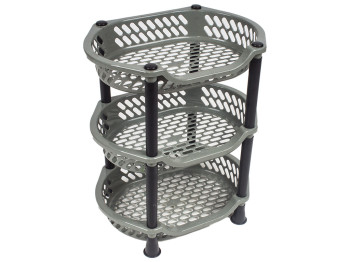 Полка напольная 3 яруса Эконом (цвет - серый) Efe plastics 30х41х50см