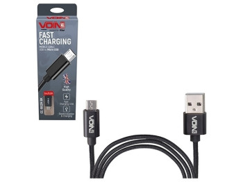 Кабель Voin USB - Micro USB 3А, 2м, black (швидка зарядка/передача даних)