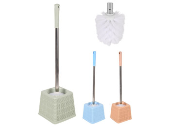 Ершик для туалета на подставке, пластмасса, сталь, 48×13×13см (цена за набор 2 предмета) R33686