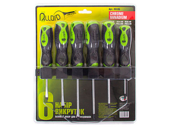 Набор отверток Alloid, шлиц и крест, планка для крепления (цена за набор 6 предметов) (НО-6Б)