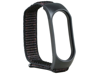 Ремешок для Xiaomi Mi Band 5 / 6 Nylon Цвет Чёрный