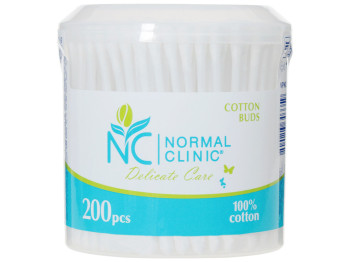 Ватные палочки косметические Normal clinic пластик 200шт (в банке) VPN032