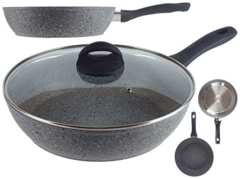 Сковорода лита Besser покриття "Granite" індукційне дно з кришкою 28см