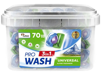 Капсулы для стирки Pro Wash Universal Альпийская свежесть, 70шт (контейнер с ручкой)