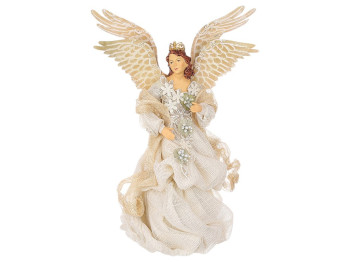 Фигура рождественская Ангел, комбинированные материалы, 23×14×33см, цвет белый с золотом