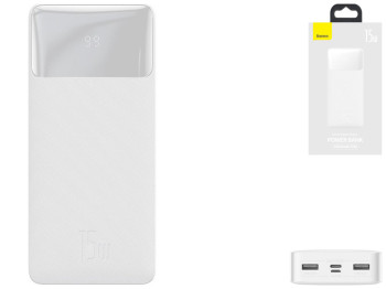 Універсальна Мобільна Батарея Baseus Bipow 15W 20000 mAh Cable USB to Micro 25cm Колір Бiлий, 02
