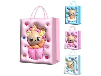 Пакет подарунковий паперовий S Teddy 3D, 18x23x10см
