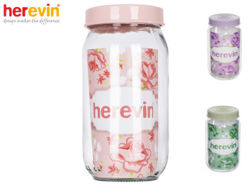 Банка скляна Herevin "Helezon Mix" з пластиковою кришкою 1л 44630