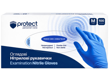 Рукавички Pro service Protect, нітрилові, неопудрені, нестерильні, темно-сині, розмір M, 100 шт