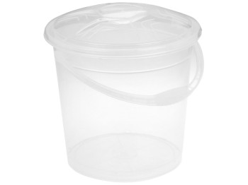 Ведро R plastic прозрачное с крышкой, белое, 10л