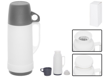 Термос пластиковый со стеклянной колбой и крышкой-чашкой 250мл (а)