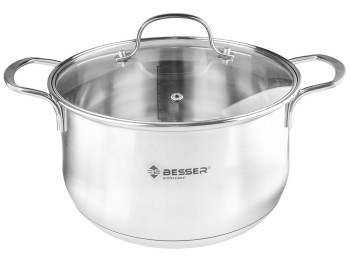 Кастрюля Besser Eterna с крышкой, все типы плит, капсульное дно, нерж.сталь D22см, 4,7л