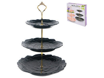 Фруктовница фарфоровая трехярусная Black rose 7/9/11 (18/23/28см)